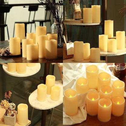 Enido Flameless LED Candles Battery Operated Pack of 9 Pillar Candles