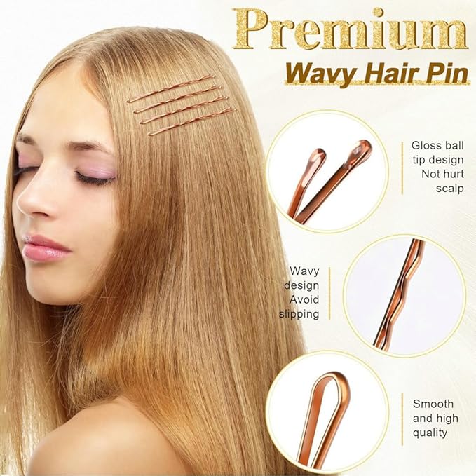 330 PCS Rose Gold Bobby Pins for Women Girls, 2.17 Inch Long Super Grip Blonde Hair Pins with Box