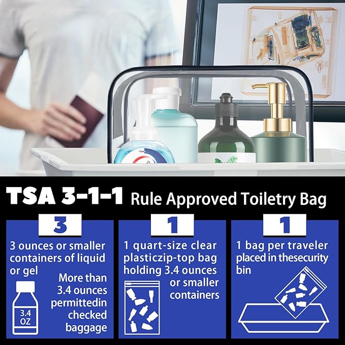 6 Pieces Clear Cosmetics Bag Bulk, TSA Approved Toiletry Bag for Travel, PVC Zippered Clear Pouch Cosmetic Makeup Bag Waterproof Vinyl Plastic Organizer Case for Vacation Bathroom (Large)
