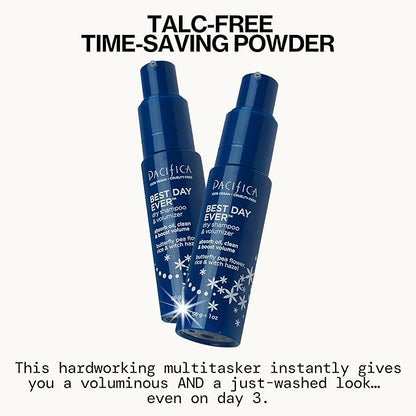 Pacifica Dry Shampoo Powder - Best Day Ever Waterless Shampoo & Instant Volumizer - adds Texture, Refreshes & Absorbs Oil, Non-Aerosol for Women of All Hair Types Natural & Vegan Dermatologist Tested