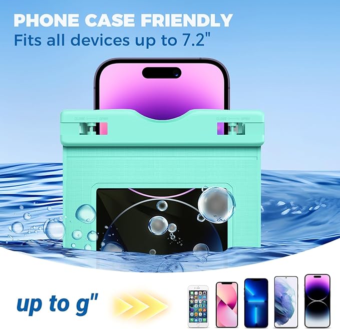 2 Pcs Waterproof Phone Pouch Case Up to 7.2", Floating Universal IPX8 Water Proof Cell Phone Dry Bag for iPhone 16 15 14 13 12 11 Pro Max XR XS SE 2022, Outdoor Sports, Green
