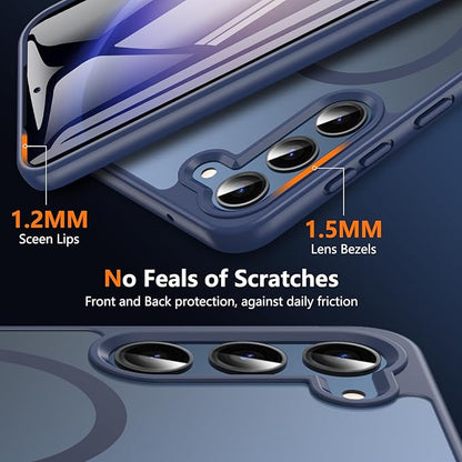 OWKEY for Galaxy S23 Case 6.1'', Magnetic Samsung Galaxy S23 Case for Magsafe with Screen Protector, [Military Grade Protection] Shockproof Phone Cover S23 Case Protective Case for Samsung S23, Blue
