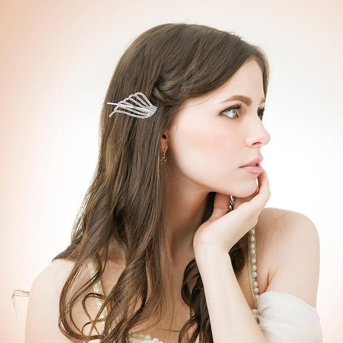 2PCS Rhinestone Hair Pins, Crystal Hair Clips, Handmade Cute Hair Barrettes, Hollow Geometric Hairpins, Elegant Metal Hairpin Hair Accessories Headwear Styling Tools, Gifts for Women Girls (TypeD)