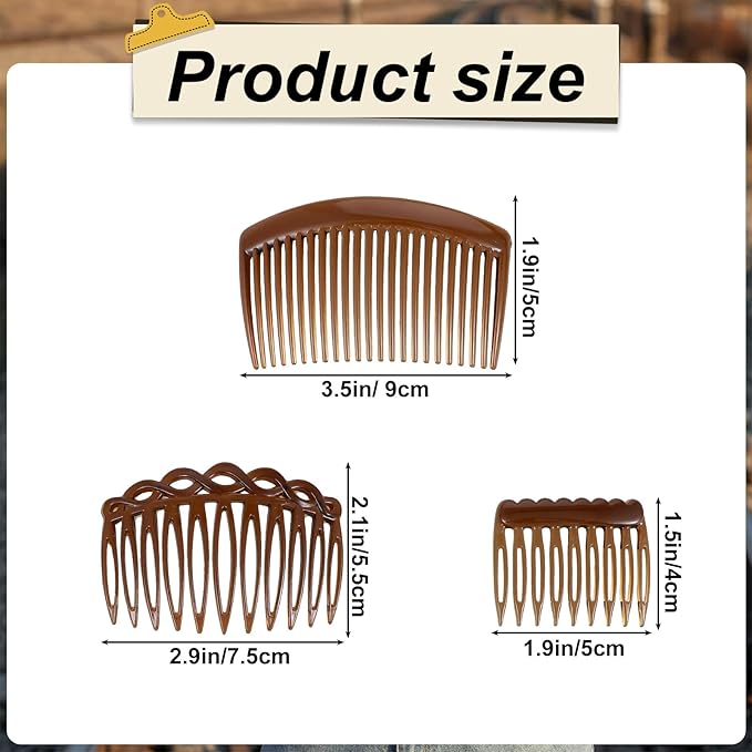 12PCS French Comb Small Plastic French Twist Comb Clips and Pins, Side Hair Combs for Women Girls Decorative Vintage Fine Style Bridal Hair Styling Accessories(9/11 /23 Teeth Side)