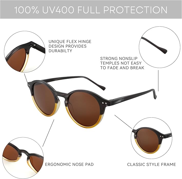 ZENOTTIC Polarized Round Sunglasses, Stylish Sunglasses for Men and Women Retro Classic, Multi-Style Selection