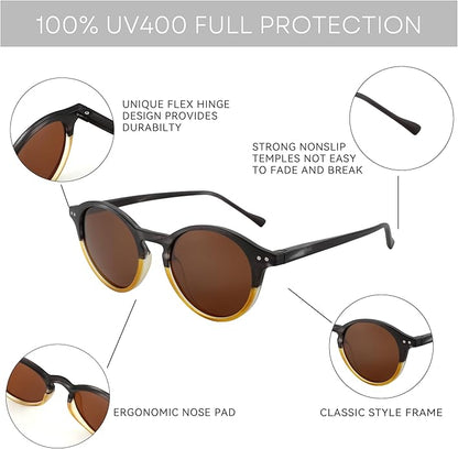 ZENOTTIC Polarized Round Sunglasses, Stylish Sunglasses for Men and Women Retro Classic, Multi-Style Selection