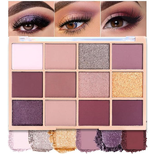 Neutral Smokey Eye Shadow Palette,Nude Mauve Rose Gold Cream Eyeshadow Palette,Make Up Pallets for Women Highly Pigmented Natural Eyeshadow for Eyes Long Lasting Naturing-Looking,Blendable,Vegan