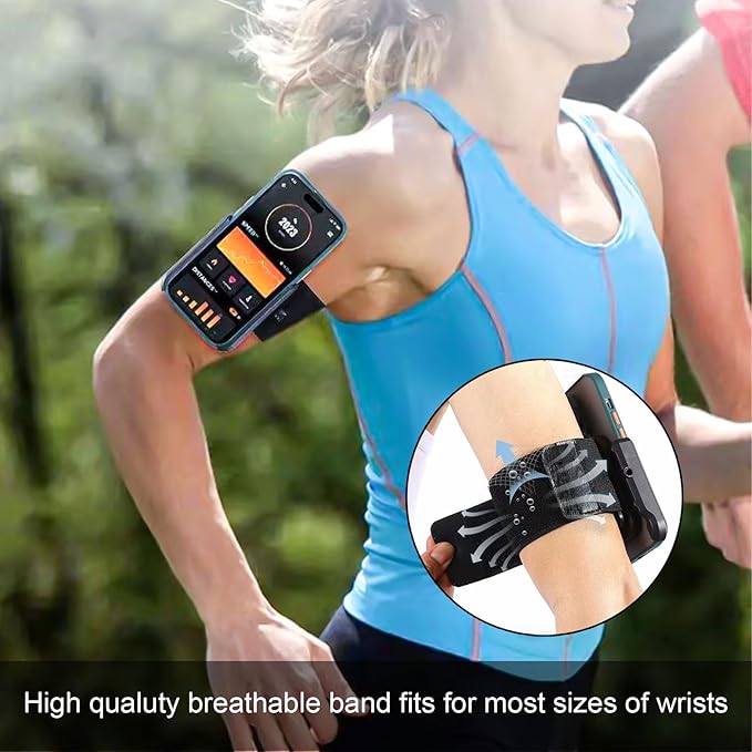 Wristband Phone Holder, 360° Rotation & Detachable Sports Armband Cell Phone Holder, Hands-Free Phone Accessories Holder for Selfies Videos Live Broadcast Hiking Biking Walking