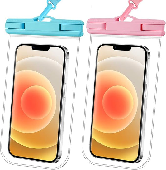 2025 Waterproof Phone Pouch: 2 Pack Cruise Ship Essentials Must Haves Dry Bag for Vacation Beach Travel Kayak Accessories, Water proof Case for iPhone 16 15 14 13 12 Plus Pro Max Galaxy - Blue+Pink