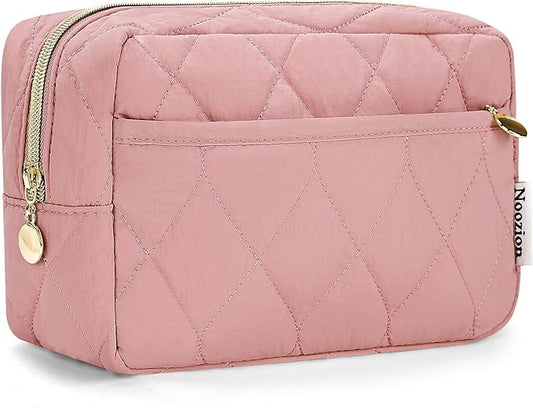 Noozion Makeup Bag, Travel Cosmetic Bag, Puffy Padded Make Up Bag for Women, Makeup Organizer Case, Wide-open Pouch Purse, Travel Essentials