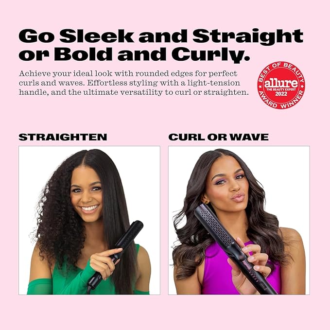 Airflow Styling Flat Iron, 2 in 1 Hair Straightener & Curler, Ceramic Plates, Tourmaline Coating, 360 Degree Air Vents, Sunny Styler - Black