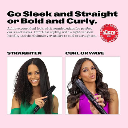 Airflow Styling Flat Iron, 2 in 1 Hair Straightener & Curler, Ceramic Plates, Tourmaline Coating, 360 Degree Air Vents, Sunny Styler - Black