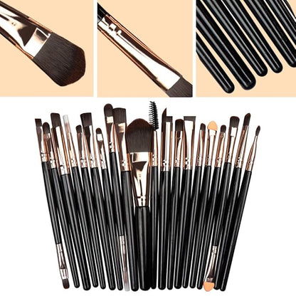 20Pcs Makeup Brushes Set Eyeshadow Eyeliner Eyelash Foundation Powder Lip Eye Make Up Brush Cosmetic Beauty Tool Kit (Black)