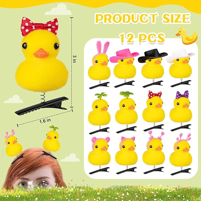12 Pcs Duck Hair Clips, Yellow Duck Hairpin Set, Cute Duck Hair Accessories for School Home Party Props