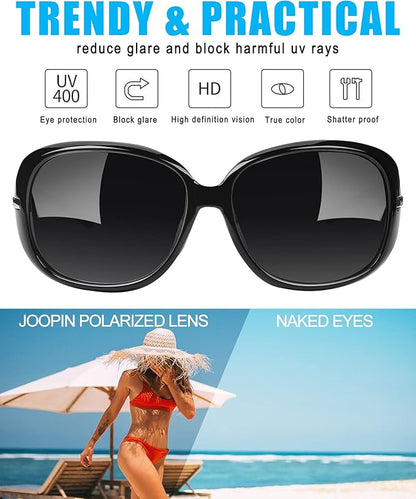 Joopin Big Womens Sunglasses Polarized Trendy Sun Glasses Large Rectangle UV Protection Rhinestone Sunnies