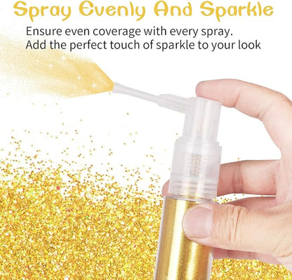 MEICOLY Gold Hair and Body Glitter Spray,Shinny Sparkle Glitter Spray for Clothes,Loose Shimmer Hairspray for Festival Rave Makeup/Stage Performance,Lightweight,25g/0.88OZ