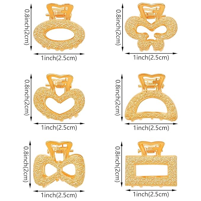 24Pcs Metal Mini Hair Clips Cute Claw Clips Square Bow Bangs Pins Small Rectangle Strong Hold Clips Non-Slip Fashion Claw Crab Hairpins Hair Styling Accessories for Women and Girls