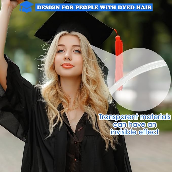2 Pcs Graduation Cap Headband, Firm Anti-fall Hair Band for Graduation Cap, Hat Accessories for Graduates, Students, Girls, Women(Clear)