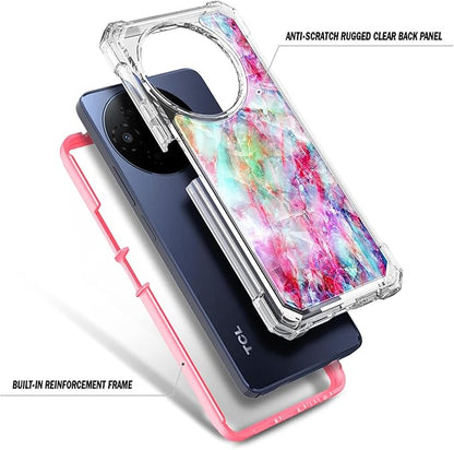 Designed for TCL 50 XL 5G Phone Case, 50 XL NXTPAPER 5G Case with Screen Protector, [Raised Corners Drop Protection] Full-Body Protective Shockproof Rugged Bumper Cover (Marble Fantasy)