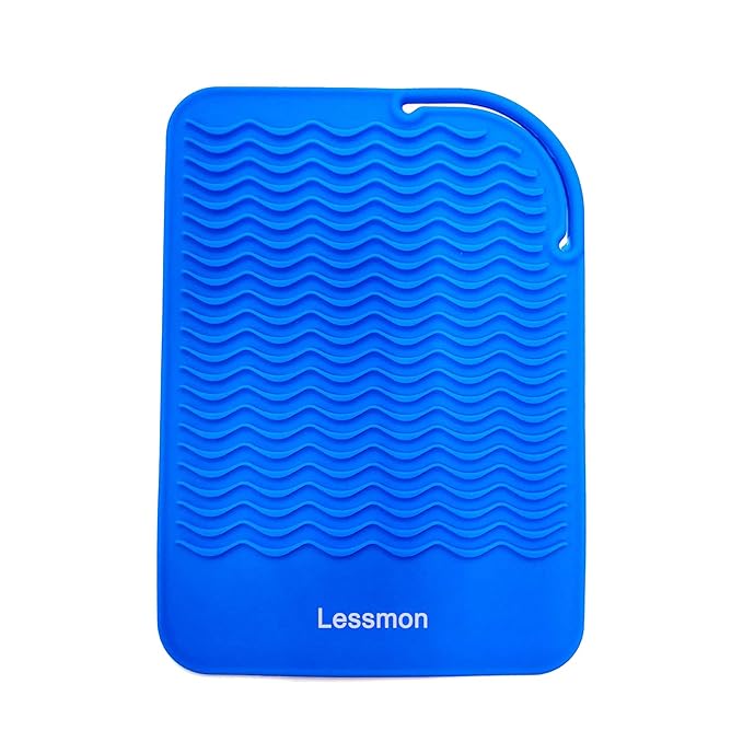 Heat Resistant Mat for Curling Irons, Hair Straightener, Flat Irons and Hair Styling Tools 9" x 6.5", Blue
