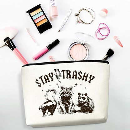 2pcs Raccoon Makeup Bag Funny Sarcastic Humor Cosmetic Bag Animal Raccoon Gifts for Women Friends Coworkers Mom Sisters Bestie Christmas Birthday Gifts Travel Toiletry Bags