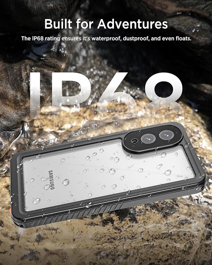 Miimall for Samsung Galaxy S25 Edge Case Waterproof,IP68 Underwater,360 Full Body Heavy Duty Protection,Built-in Lens&Screen Protector,Military Shockproof Dropproof Dustproof Case for S 25 Edge,Black