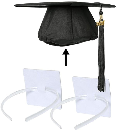 2 Pcs Graduation Cap Headband, Firm Anti-fall Hair Band for Graduation Cap, Hat Accessories for Graduates, Students, Girls, Women(Clear)