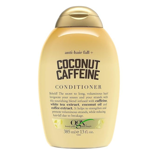 OGX Anti-Hair Fall + Coconut Caffeine Strengthening Conditioner with Caffeine, Coconut Oil & Coffee Extract, 13 Fl Oz