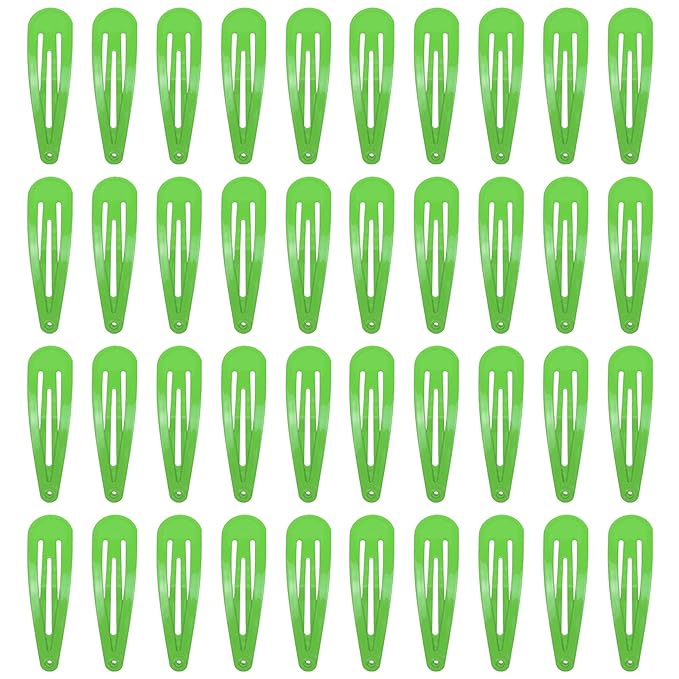 40 Counts Green Color Metal Snap Hair Clips 2 Inch Barrettes for Women Accessories