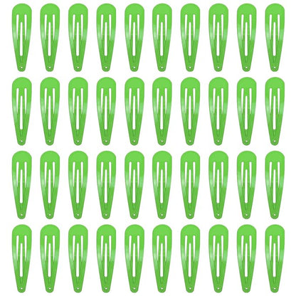 40 Counts Green Color Metal Snap Hair Clips 2 Inch Barrettes for Women Accessories