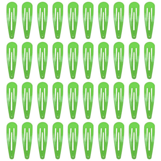 40 Counts Green Color Metal Snap Hair Clips 2 Inch Barrettes for Women Accessories