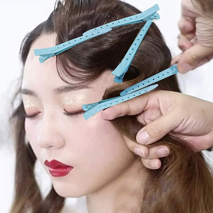 24 Packs Duck Bill Clips, Bantoye 3.35 Inches Rustproof Metal Alligator Curl Clips with Holes for Hair Styling, Hair Coloring, Blue