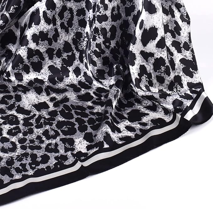 35 x 35 Women's Fashion Pattern Large Square Silk Like Hair Scarf Head Sleeping Wrap Satin Neck Bandana for Gift…