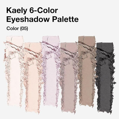 6 Color Eyeshadow Makeup Palette, 6 Light Nude Dark Nude Brown & Purple Dark Brown Black Eyeshadows Palette, Everyday Matte Finish Eye Makeup Looks, Travel Friendly Size, Built-in Mirror 05#