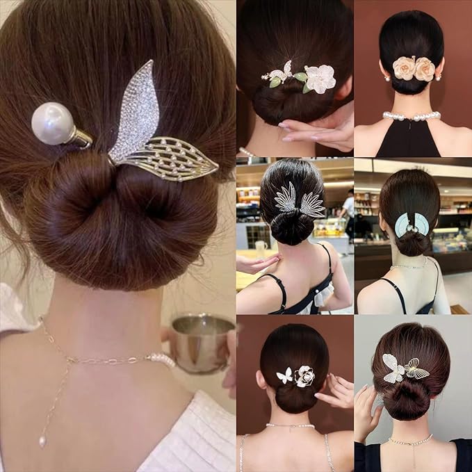 Ins Style Elegant Lazy Hair Curler, Crystal Hair Bun Maker, French Twist Hairstyle Bun Hair Accessories