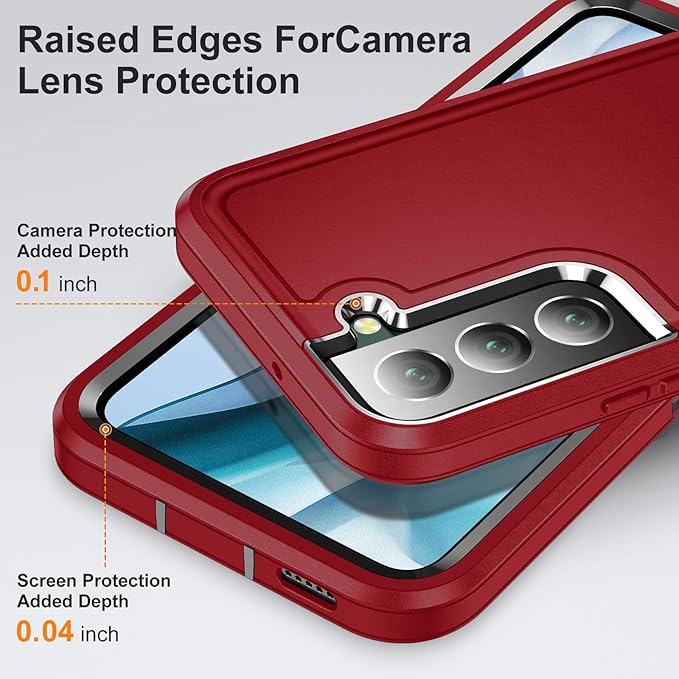 for Samsung Galaxy S22 Plus Case Galaxy S22+ Case with Kickstand Case 3-Layer Military Grade Protective Case Cover Silicone Rugged Shockproof for Galaxy S22 Plus S22+ Phone Case Red+Black