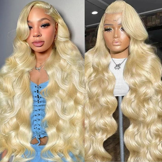 613 13x6 Lace Front Wig Human Hair 200 Density Blonde Wig Human Hair 613 HD Lace Frontal Wig 13x6 Body Wave Lace Front Wigs Human Hair Pre Plucked with Baby Hair for Women 22 inch