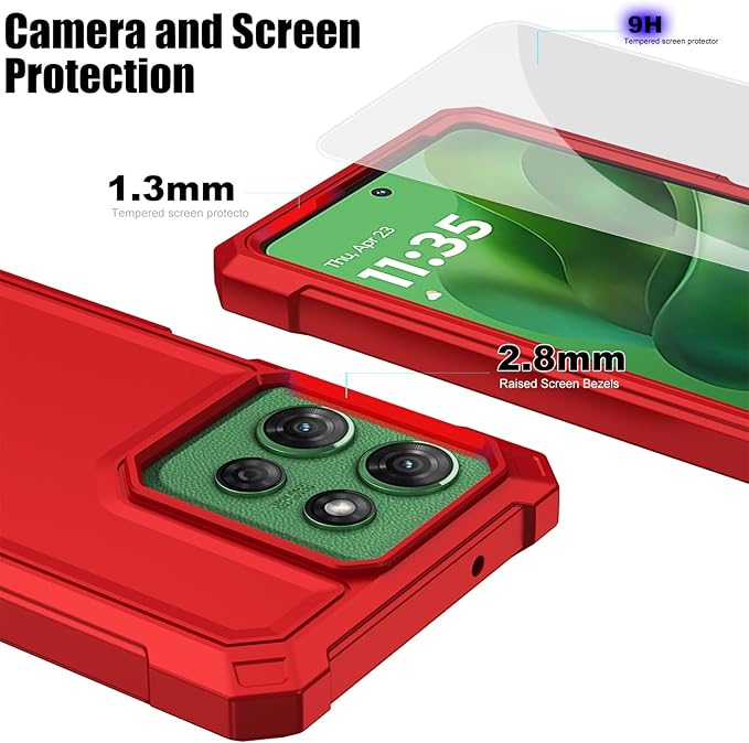 Ailiber Case for Motorola G Stylus 5G 2025, Moto G Stylus 2025 Phone Case with Screen Protector, Dual Layer TPU Bumper Protective, Rugged Silicone Scratch Resistant, Heavy Duty Shockproof Cover-Red