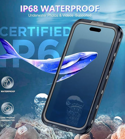 Design for iPhone 15 Pro Max Case Waterproof, Full Body Underwater Dustproof Shockproof Case Built-in Screen Protector (Clear, 15ProMax-6.7)