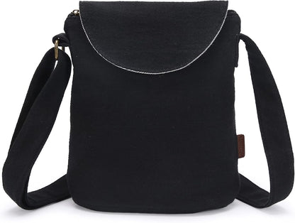 OPQRSTU Women's Retro Small Size Canvas Shoulder Bag Hippie Boho Crossbody Handbag