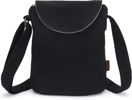 OPQRSTU Women's Retro Small Size Canvas Shoulder Bag Hippie Boho Crossbody Handbag