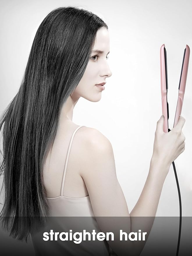 ANGENIL Flat Iron Wide 1.6 Inch Hair Straightener for Thick Hair, Dual Voltage Hair Straightener and Curler 2 in 1, Ceramic Flat Iron with Silicone Heat Resistant Mat Pouch, Fast Heating, LCD Display