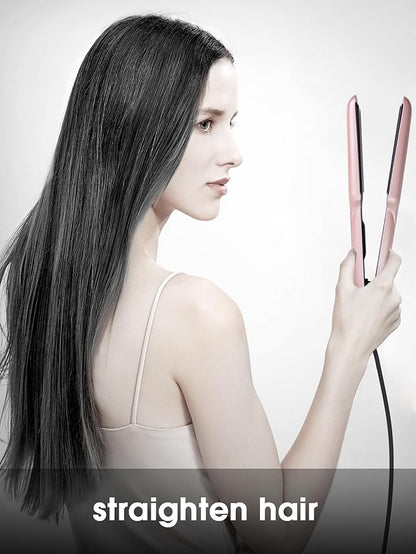 ANGENIL Flat Iron Wide 1.6 Inch Hair Straightener for Thick Hair, Dual Voltage Hair Straightener and Curler 2 in 1, Ceramic Flat Iron with Silicone Heat Resistant Mat Pouch, Fast Heating, LCD Display