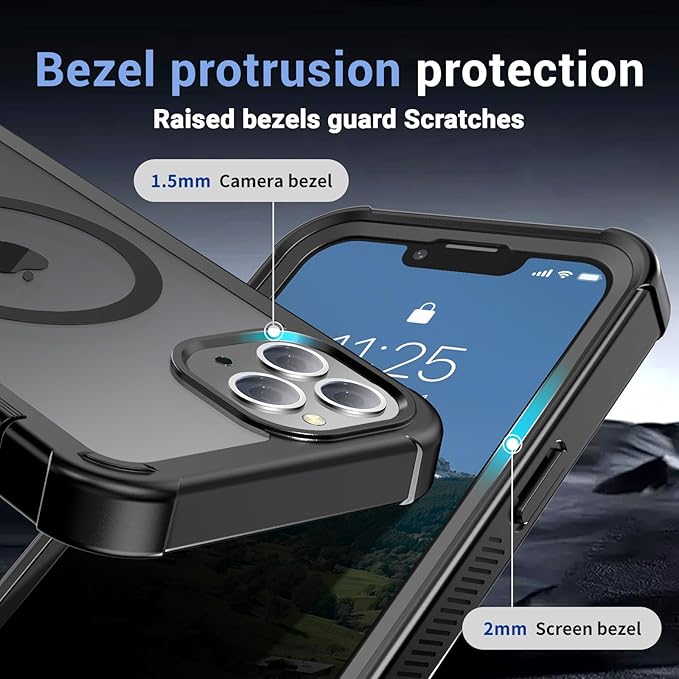 for iPhone 12 Pro Max case, [Compatible with MagSafe][Military Grade Drop Protection][Heavy Duty Protection][Non-Slip][Shockproof] with 2-Layer Durable Bumper Phone Case 6.7''-Black