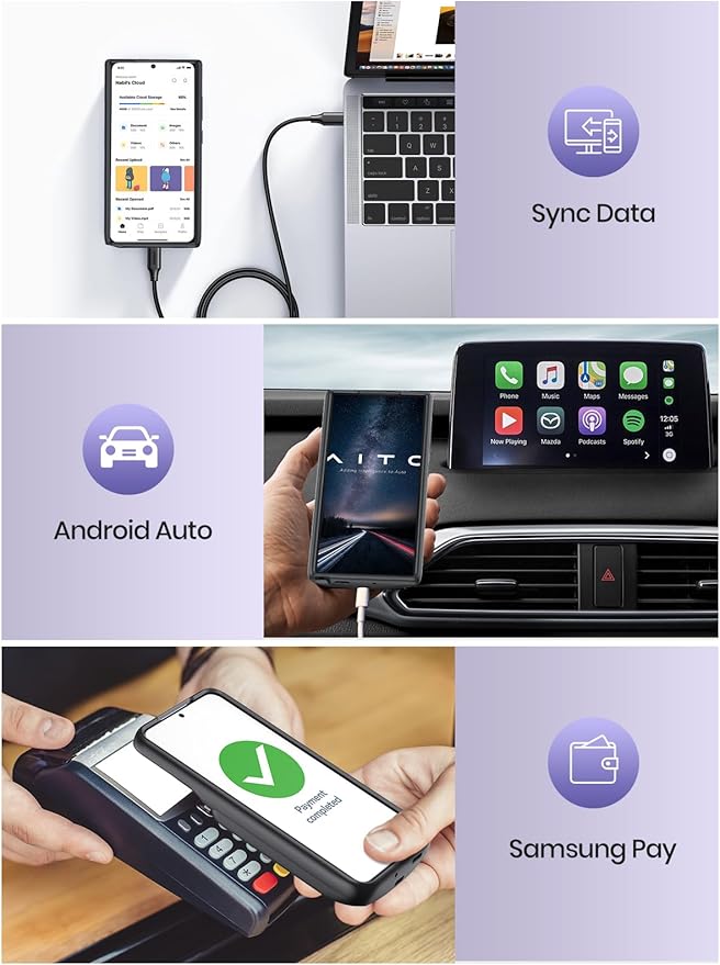 NEWDERY Battery Case for Samsung S24 Plus, 10000mAh Qi Wireless Charging, 18W Input Fast Charging, Sync Data Supported, Portable Rechargeable Charger Case Battery Pack for Galaxy S24 Plus 5G 6.7"