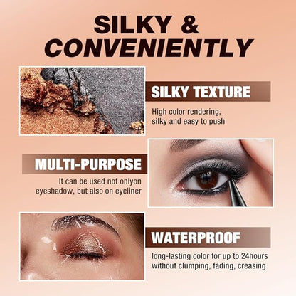 2-in-1 Gradient Eyeliner & Eyeshadow Stick Combo, Shimmer & Matte Cream Eyeshadow Pencil, Waterproof & Smudge-Proof, Long-Lasting Eye Makeup, Metallic & Neutral Shades (#02 Sunlit Amber)