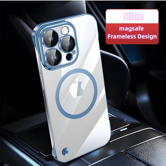 Compatible iPhone 15 Pro Max Silicone Minimalist Case with Camera Lens Bumper, Frameless Design, Ultra Thin and Shockproof, Simple and Practical Impact Protection. Blue