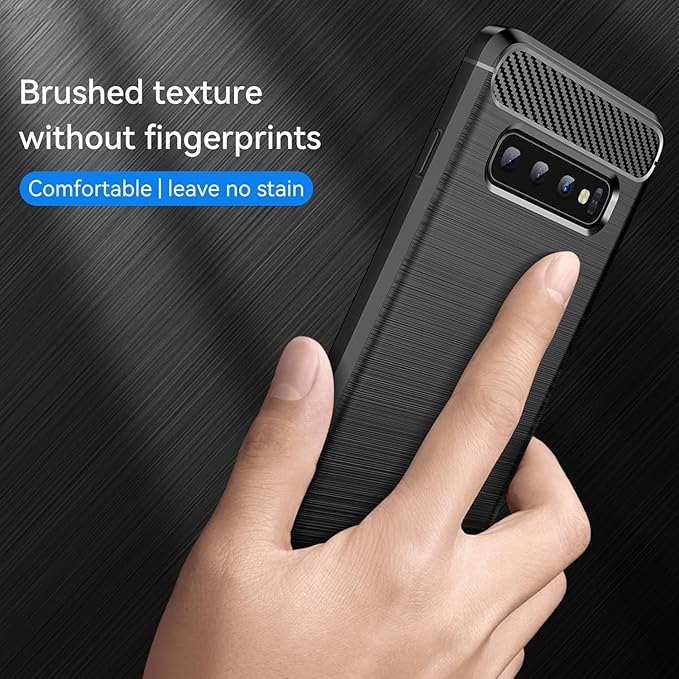 for Samsung Galaxy S10 Phone case, Shockproof, Scratch Resistant Carbon Fiber Jacket, Soft TPU, for Galaxy S10 case (Black)