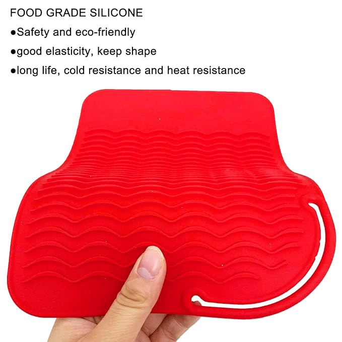 Heat Resistant Mat for Curling Irons, Hair Straightener, Flat Irons and Hair Styling Tools 9" x 6.5", Red