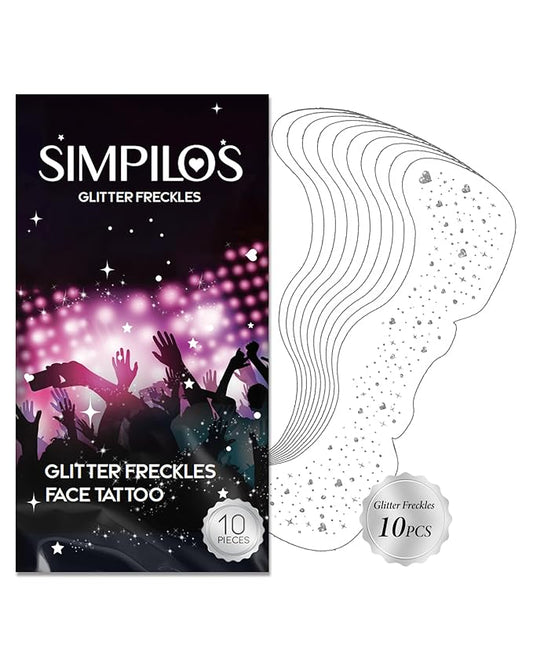 Glitter Freckles, Coachella Face Glitter for Kids Women Girls, Waterproof Glow Up Singer Concerts Festival Rave Accessories (Silver -Hearted)